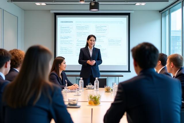 多文化チームと協力するリーダーシップトレーニングセッションでの専門家